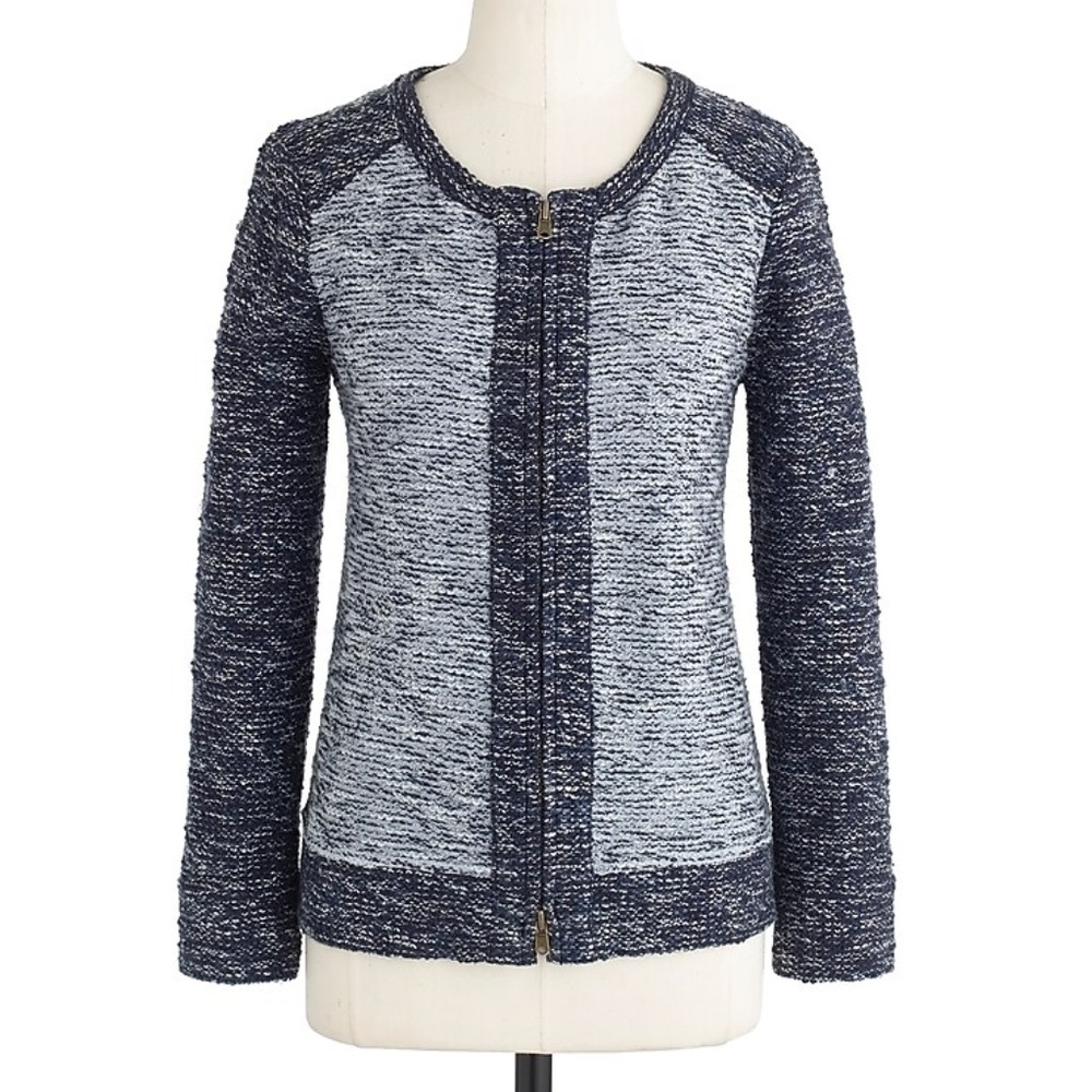 J. Crew Bouclé Jacket in Indigo Colorblock